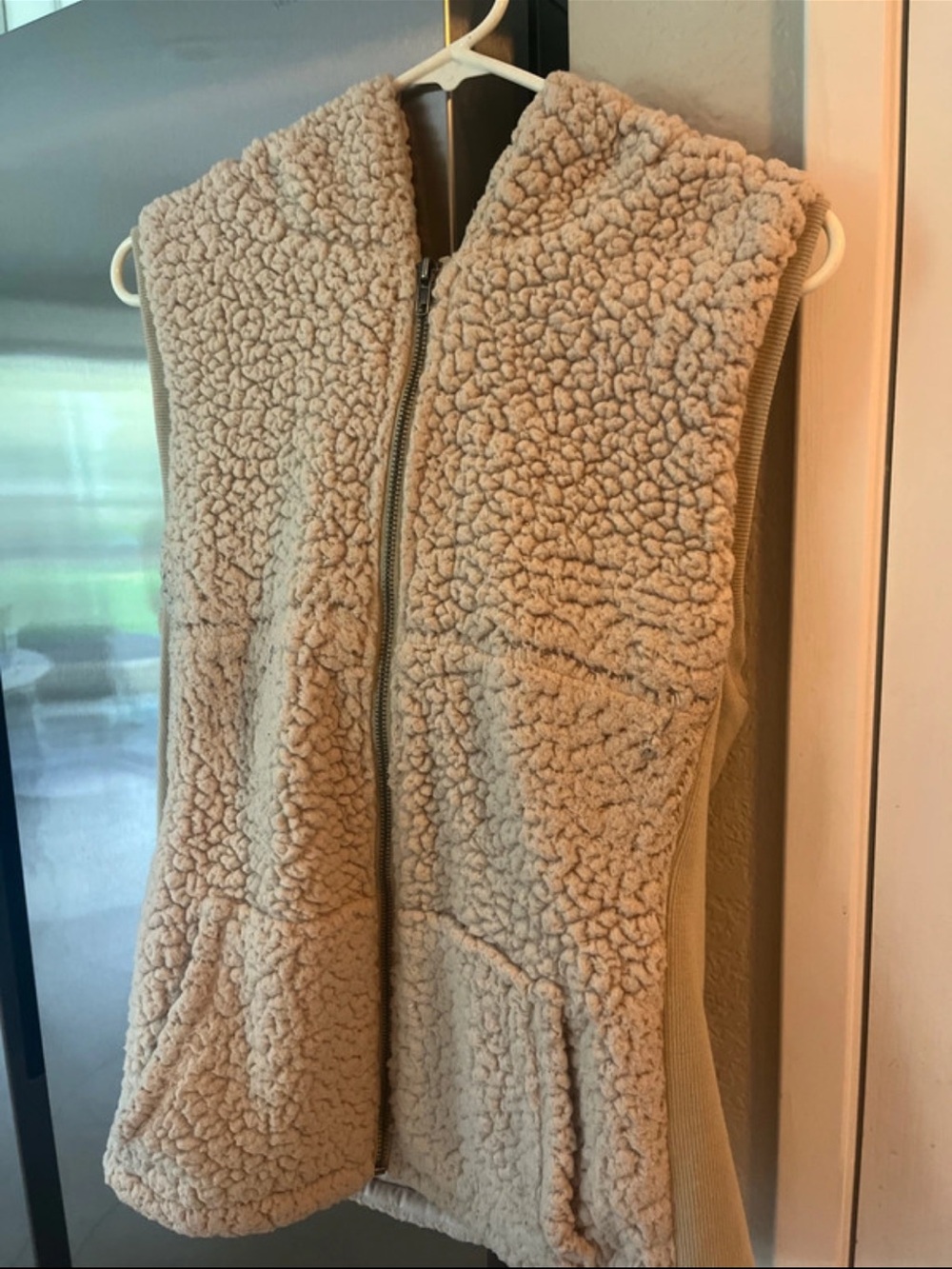 Mystree Cream Sherpa Zip Vest